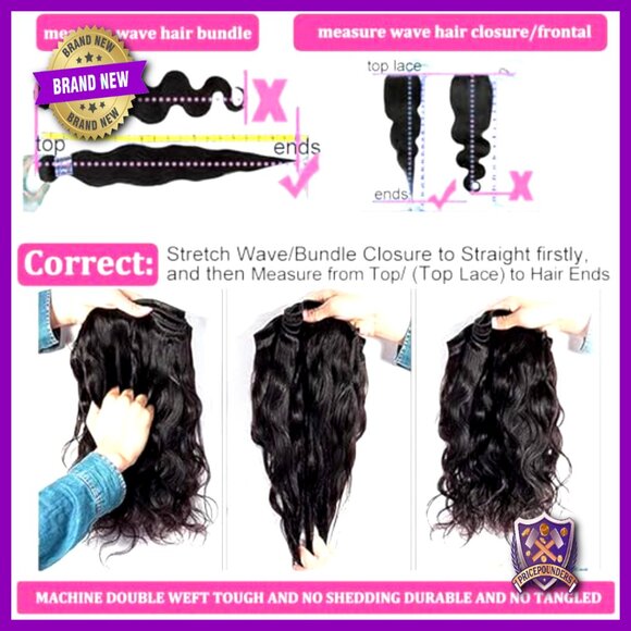 Brazilian Body Wave Human Hair Extensions 4 Bundles 16-22 Inch